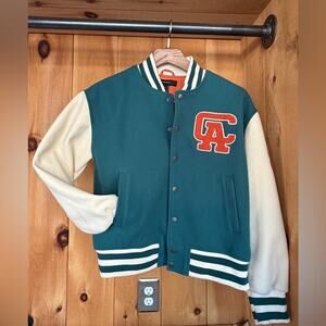 MARKDOWN--Forever 21 Teal and Cream CA Varsity Jacket